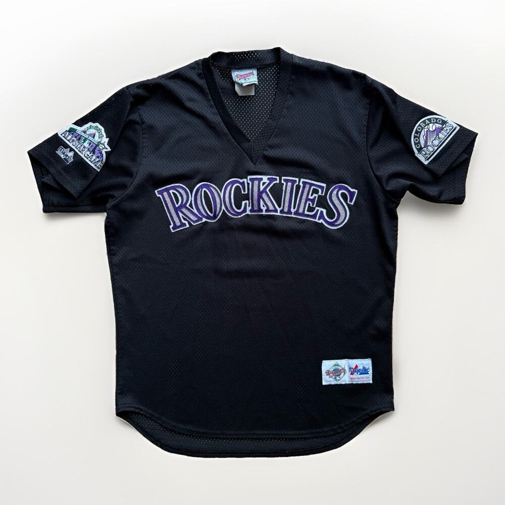 Vintage Colorado Rockies All Star Game Jersey Large Black Majestic Diamond MLB